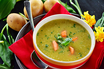 Ajiaco soup with potatoes and chicken