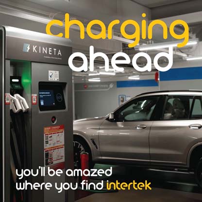 An EV being charged in a commercial garage